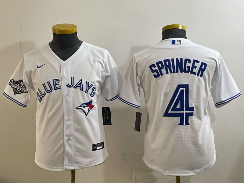 Youth 2025 Nike Toronto Blue Jays #4 Springer White Game MLB Jersey 02->youth mlb jersey->Youth Jersey